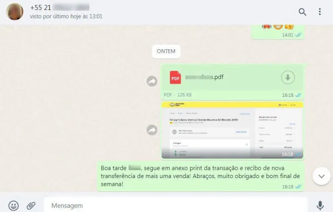Pagamos no dia da liberação e você recebe o recibo e print da transação